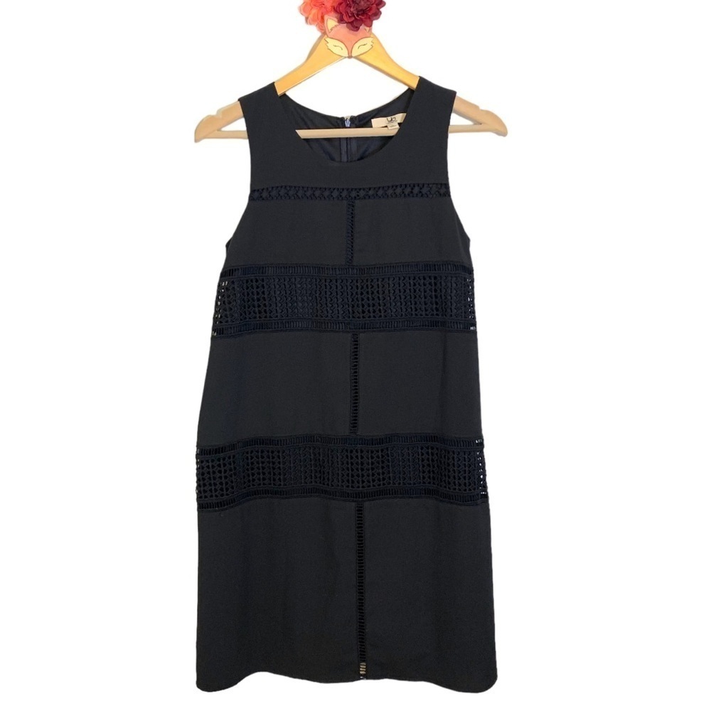Ya Los Angeles shift dress black lace detailed mini size small